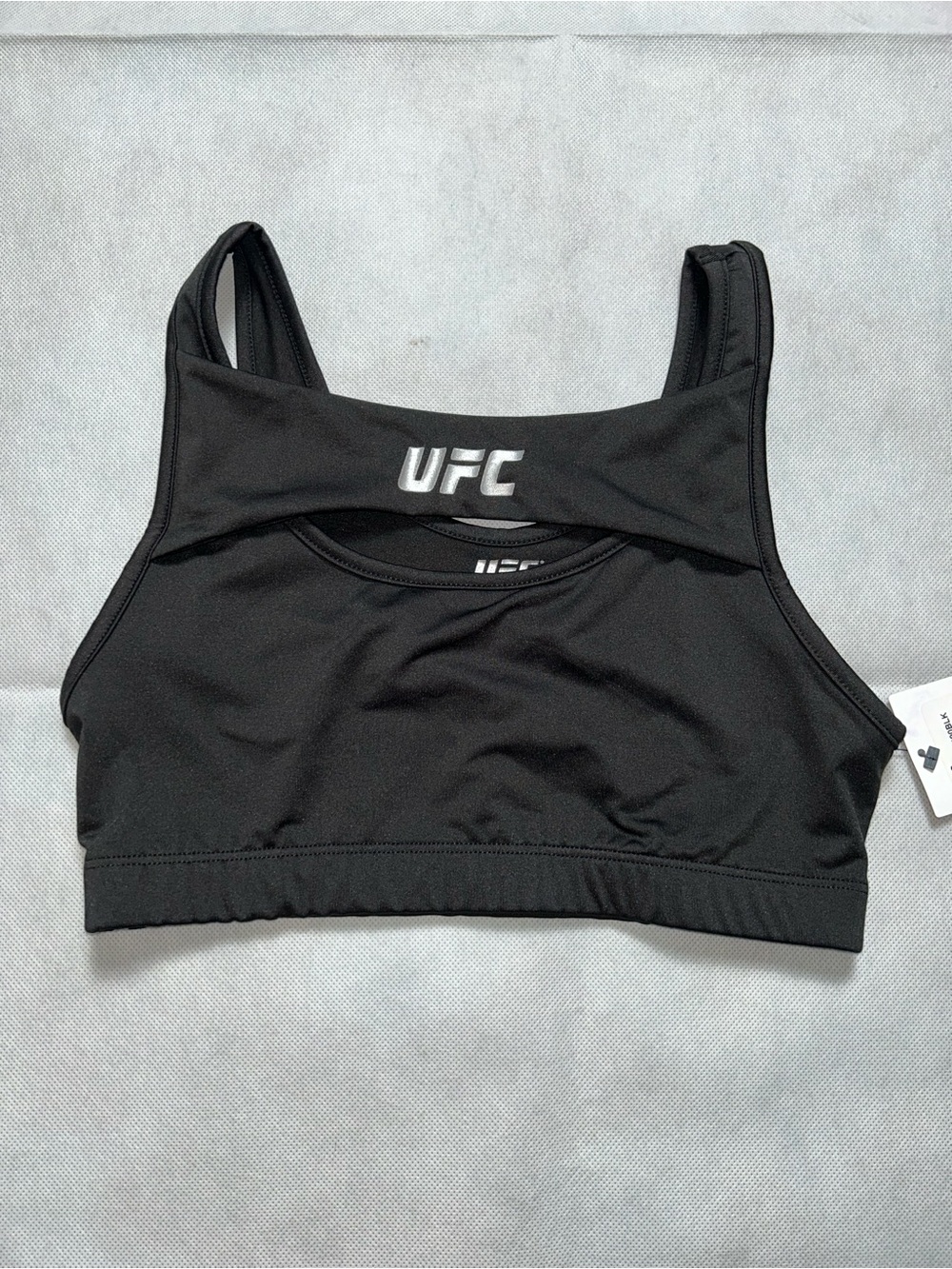UFC black front overlay sports bra NWT size small